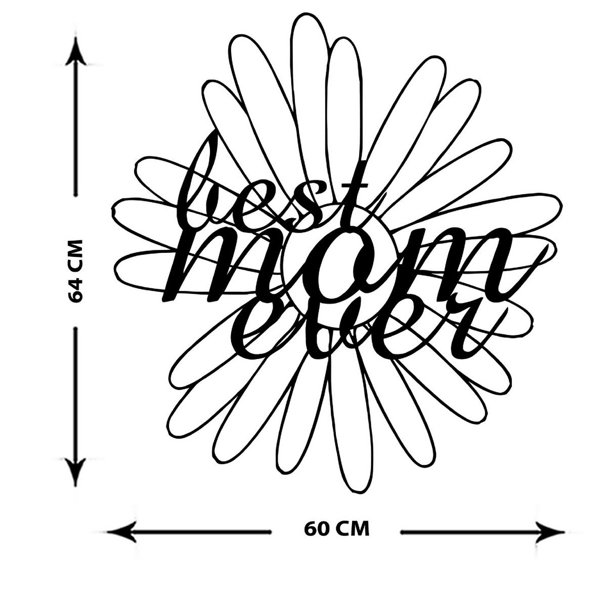 Decorazione in Metallo Best Mom, Nero, Metallo, 60x1,5x64 cm, EPIKASA