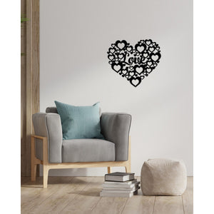 Decorazione in Metallo Cuore 5, Nero, Metallo, 50x1,5x45 cm, EPIKASA