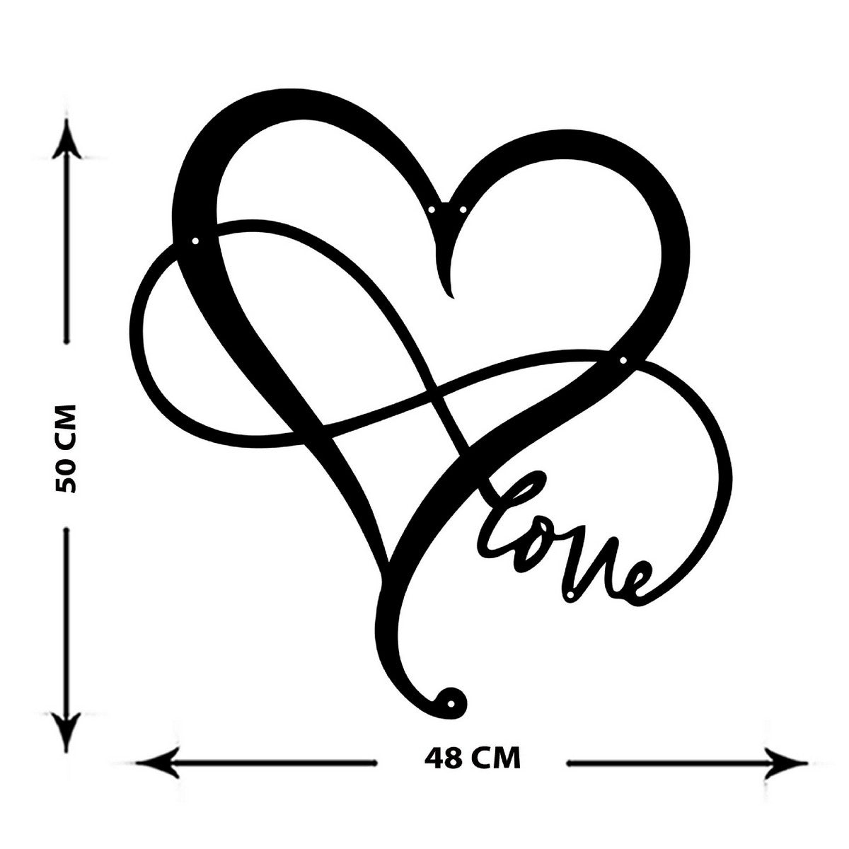 Decorazione in Metallo Amore 1, Nero, Metallo, 48x1,5x50 cm, EPIKASA