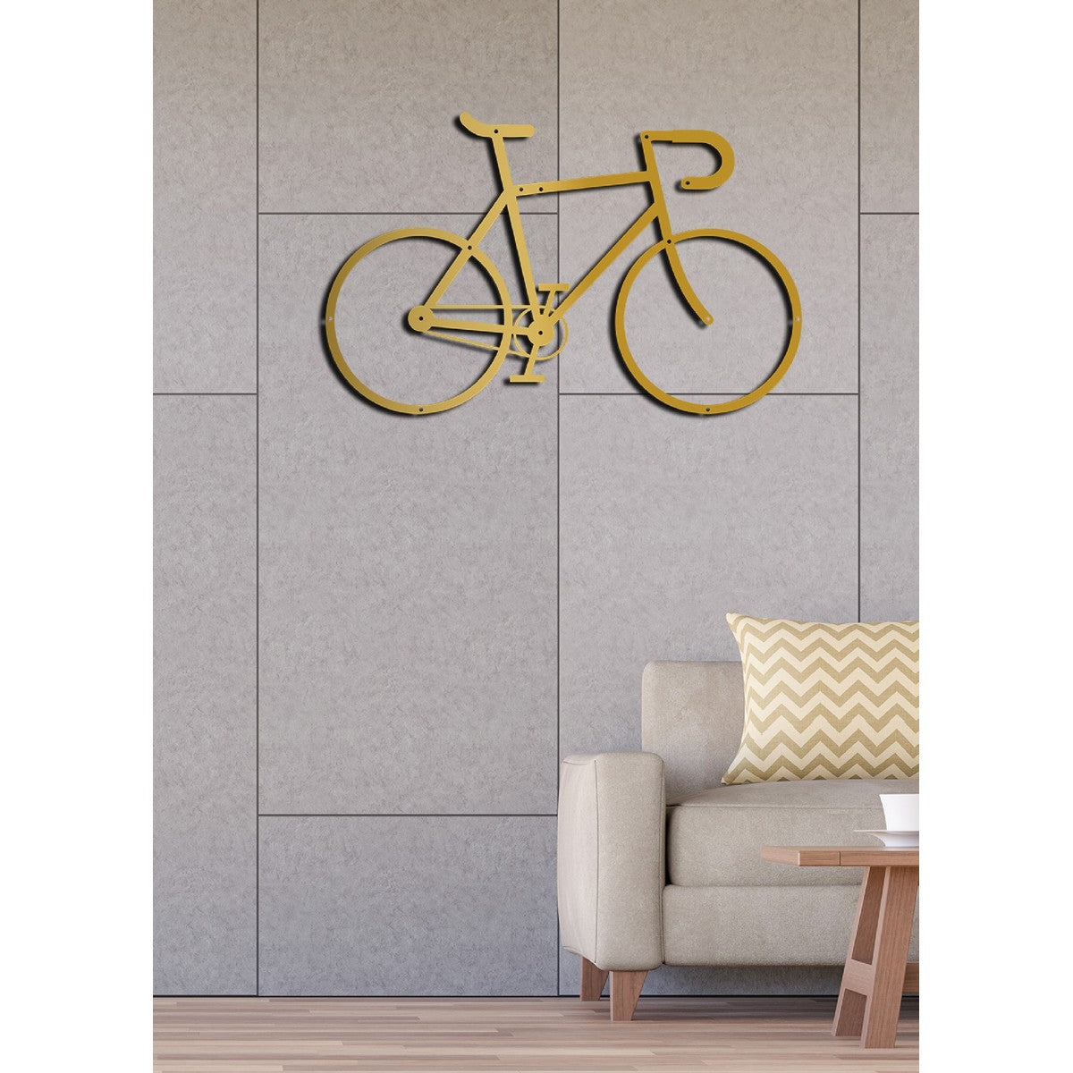 Decorazione in Metallo Bicicletta 2, Oro, Metallo, 60x1,5x38 cm, EPIKASA