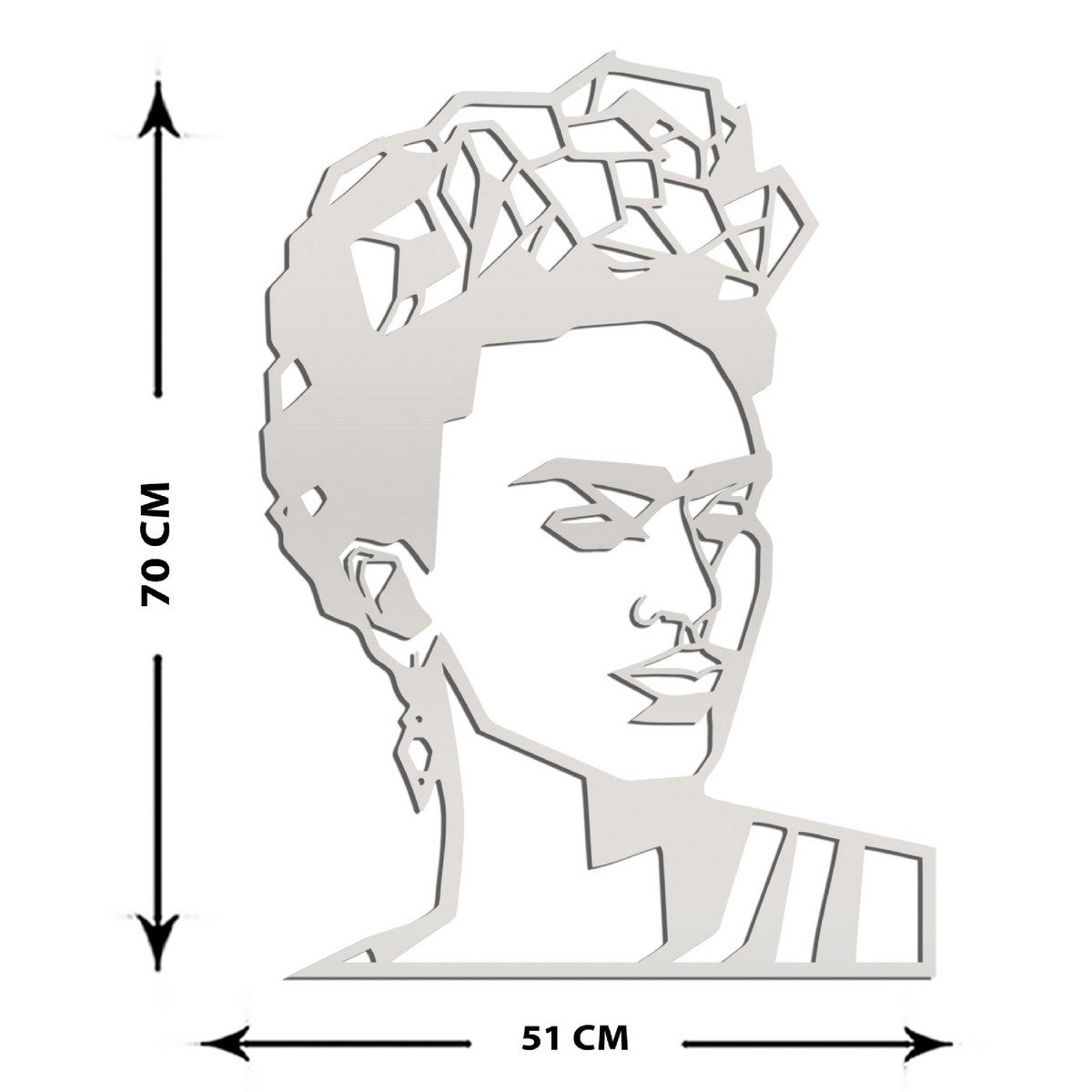 Decorazione in Metallo Frida 3, Argento, Metallo, 51x1,5x70 cm, EPIKASA