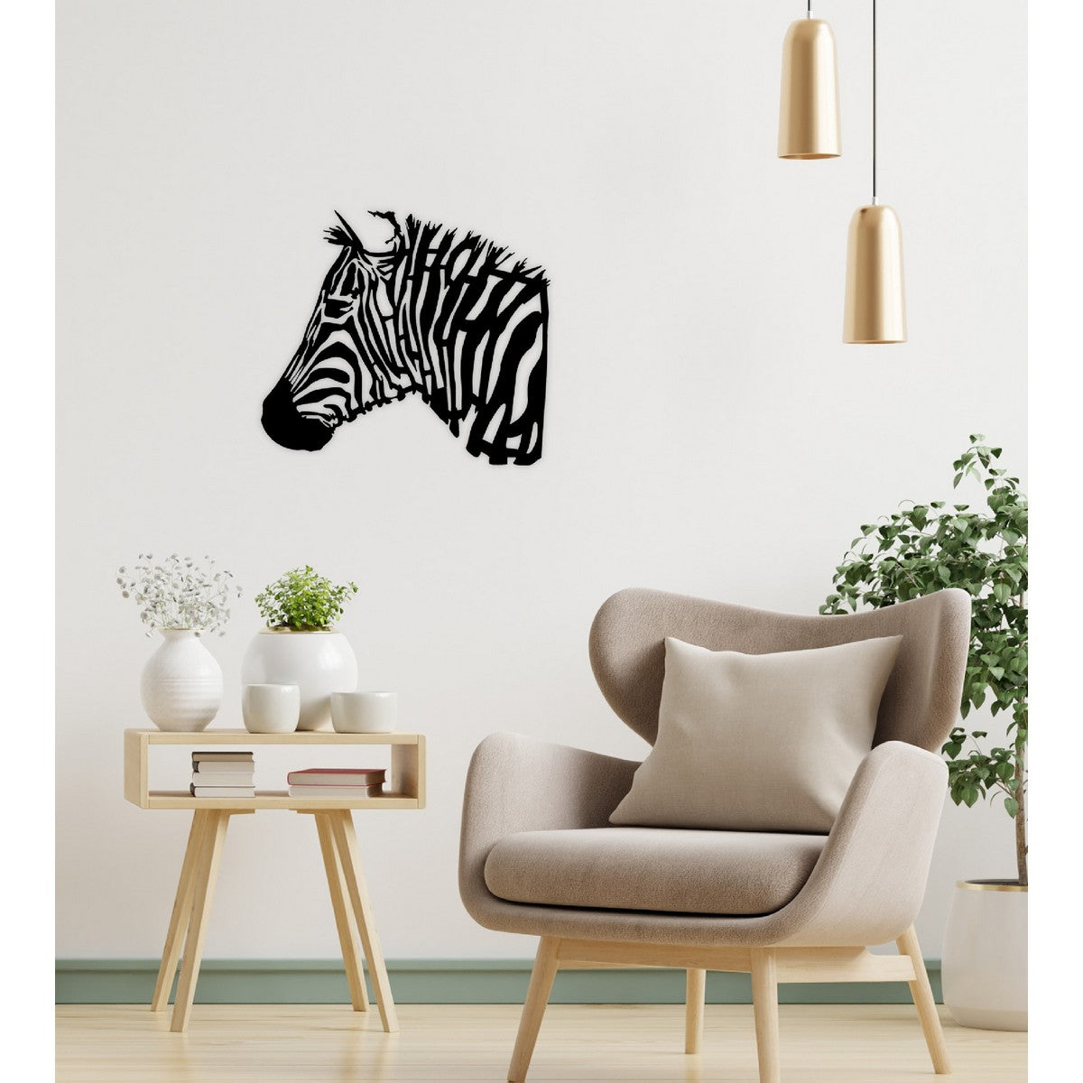 Decorazione in Metallo Zebra 2, Nero, Metallo, 60x1,5x53 cm, EPIKASA