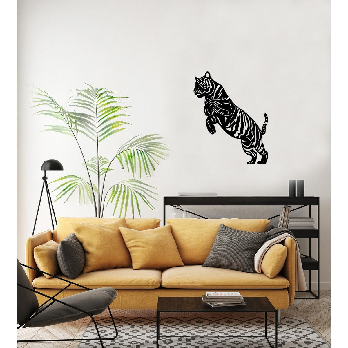 Decorazione in Metallo Tigre 1, Nero, Metallo, 60x1,5x75 cm, EPIKASA