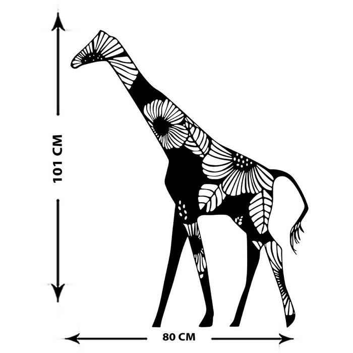 Decorazione in Metallo Giraffa 4, Nero, Metallo, 80x1,5x101 cm, EPIKASA