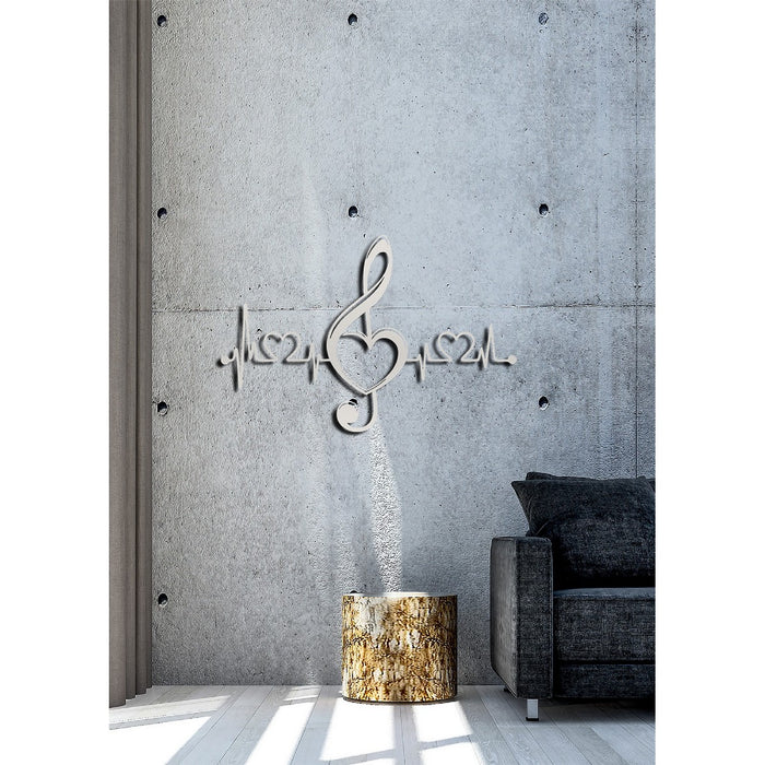 Decorazione in Metallo Music beat 1, Argento, Metallo, 67x1,5x45 cm, EPIKASA