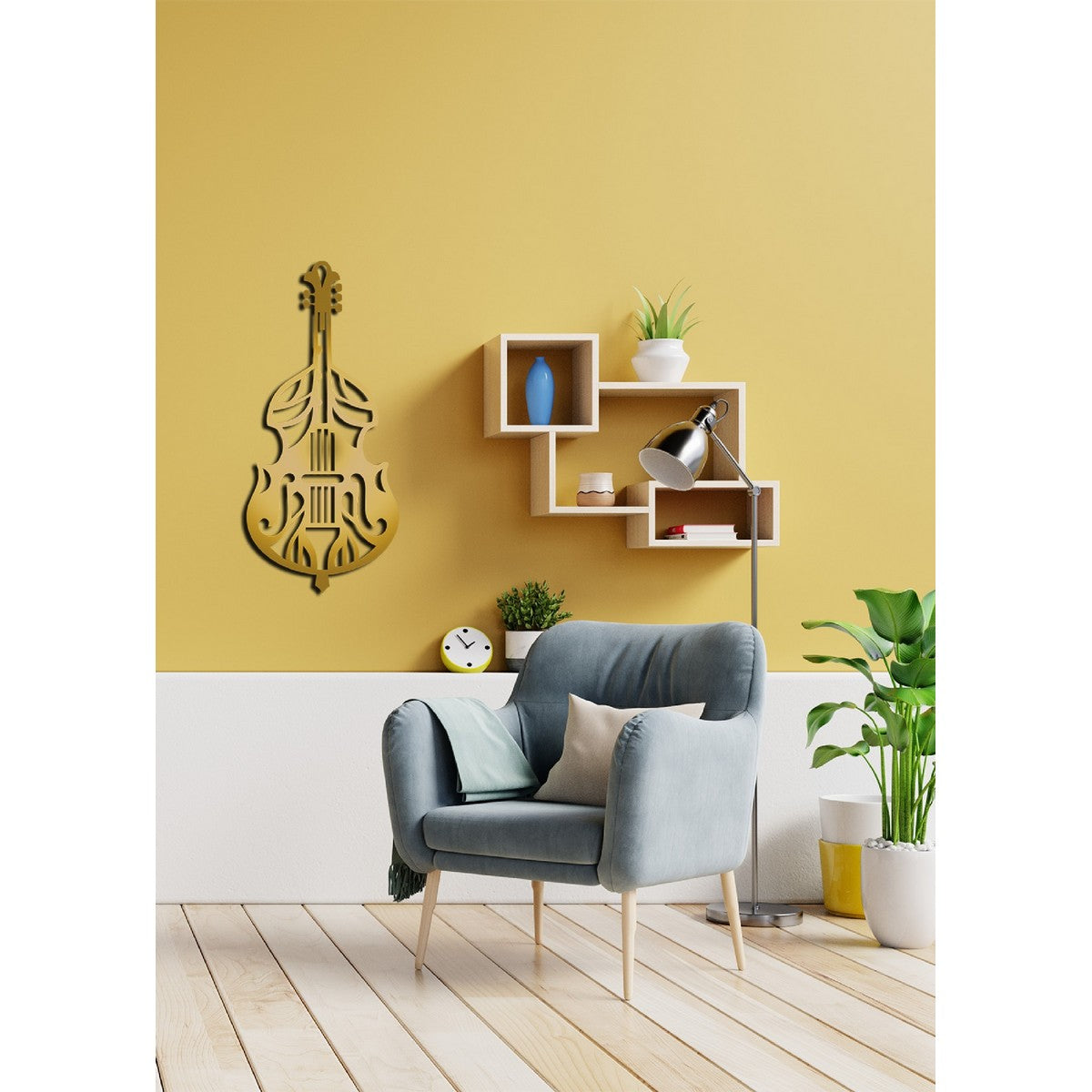 Decorazione in Metallo Violino 6, Oro, Metallo, 46x1,5x100 cm, EPIKASA