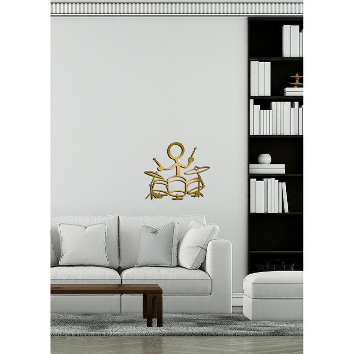 Decorazione in Metallo Batteria 1, Oro, Metallo, 79x1,5x70 cm, EPIKASA