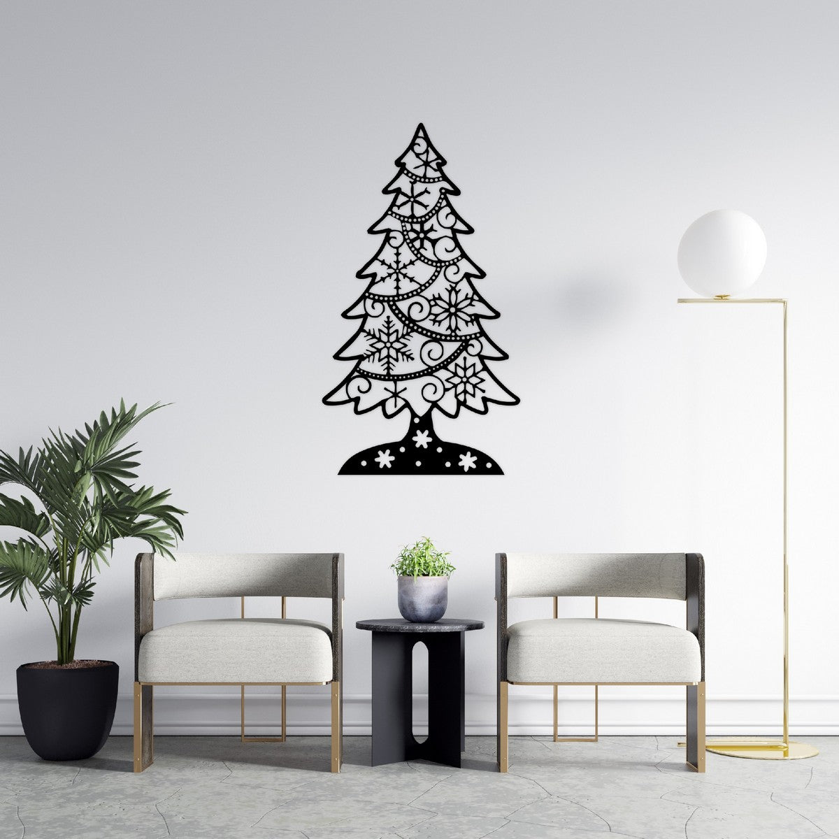 Decorazione in Metallo Albero di Natale, Nero, Metallo, 56x1,5x100 cm, EPIKASA