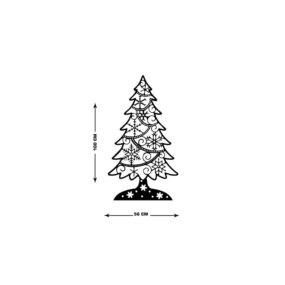 Decorazione in Metallo Albero di Natale, Nero, Metallo, 56x1,5x100 cm, EPIKASA