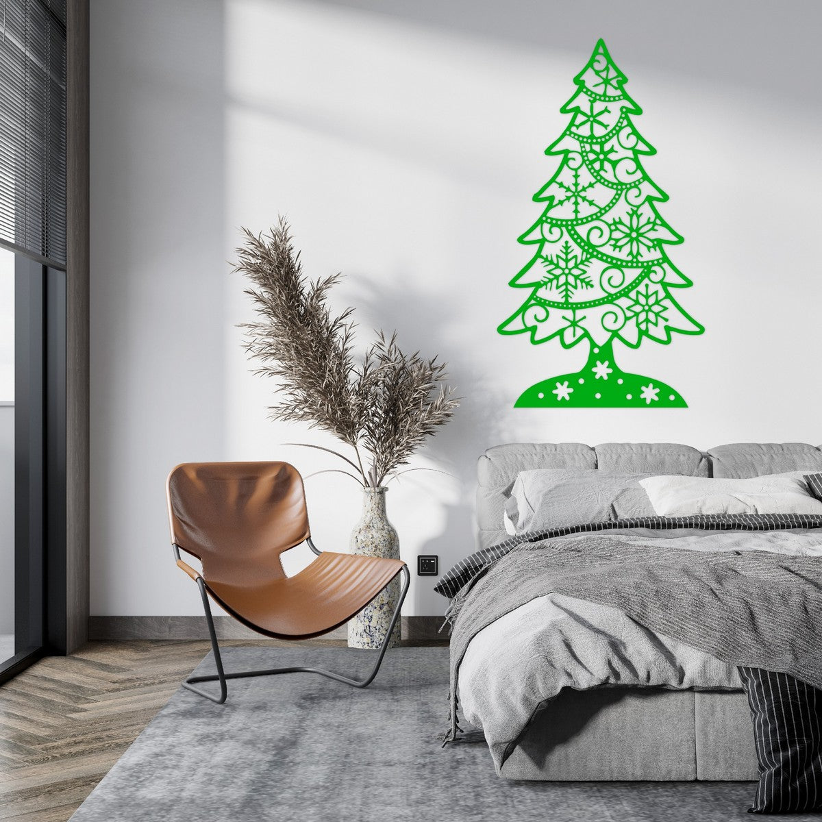 Decorazione in Metallo Albero di Natale 1, Verde, Metallo, 56x1,5x100 cm, EPIKASA