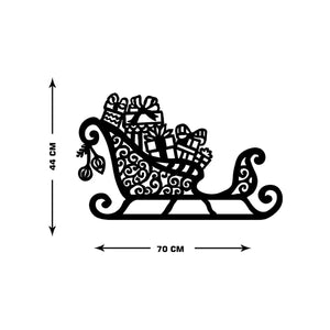 Decorazione in Metallo Slitta 2, Nero, Metallo, 70x1,5x43 cm, EPIKASA