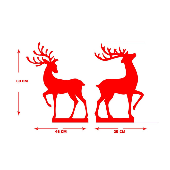 Decorazione in Metallo Renna 8, Rosso, Metallo, 46x1,5x60 cm, EPIKASA