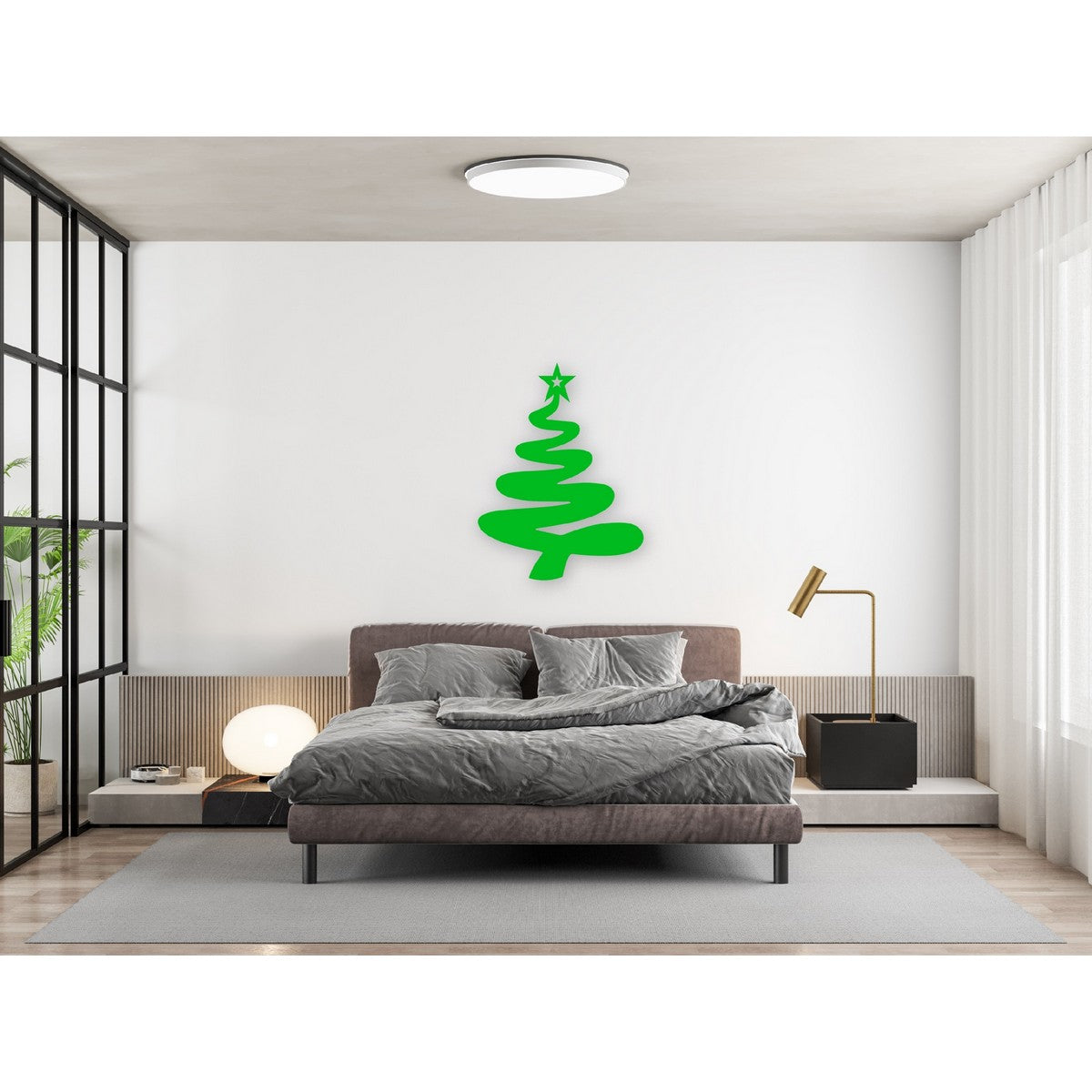 Decorazione in Metallo Albero di Natale 3, Verde, Metallo, 71x1,5x93 cm, EPIKASA