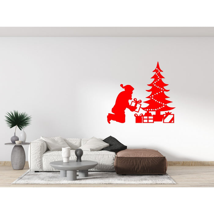 Decorazione in Metallo Babbo Natale 2, Rosso, Metallo, 90x1,5x82 cm, EPIKASA