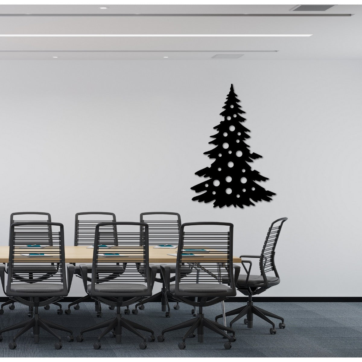 Decorazione in Metallo Albero di Natale 4, Nero, Metallo, 48x1,5x70 cm, EPIKASA