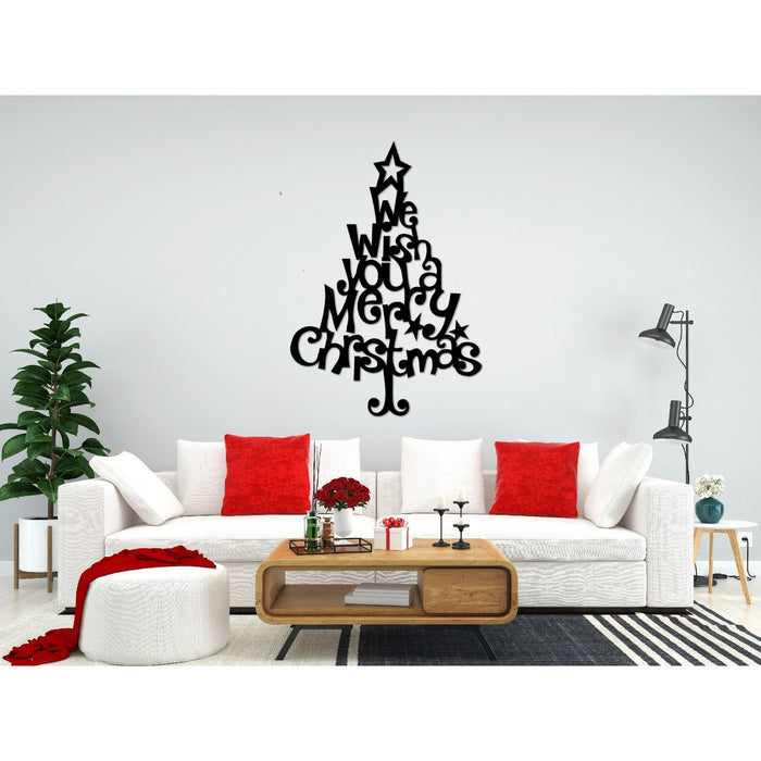 Decorazione in Metallo Buon Natale 11, Nero, Metallo, 70x1,5x100 cm, EPIKASA