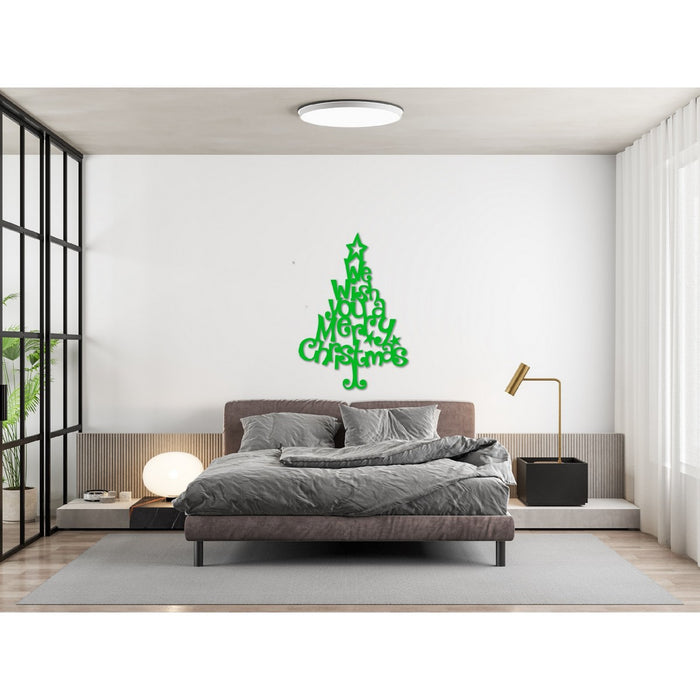 Decorazione in Metallo Buon Natale 12, Verde, Metallo, 70x1,5x100 cm, EPIKASA