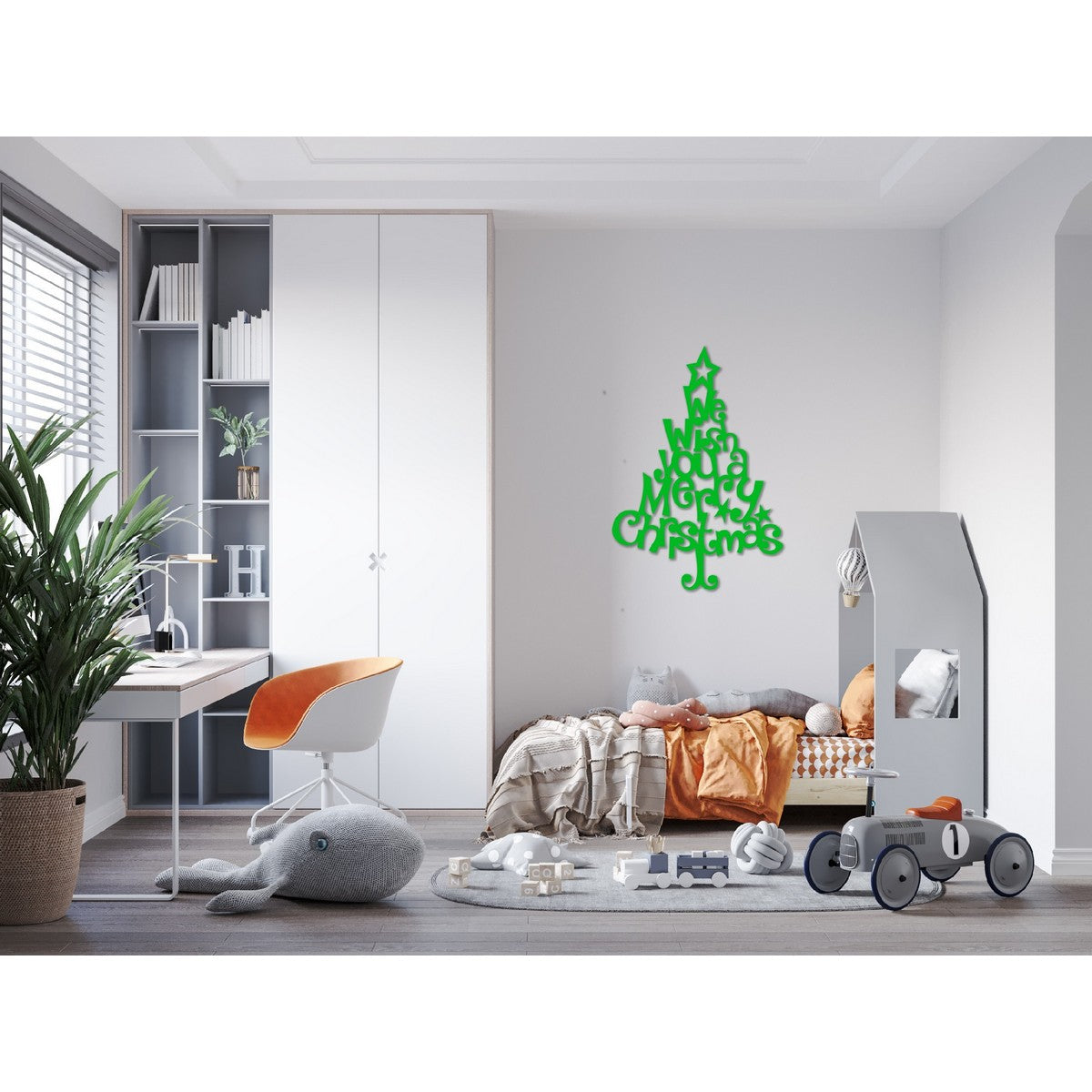 Decorazione in Metallo Buon Natale 12, Verde, Metallo, 70x1,5x100 cm, EPIKASA