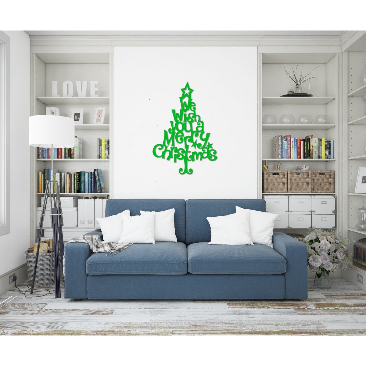 Decorazione in Metallo Buon Natale 12, Verde, Metallo, 70x1,5x100 cm, EPIKASA