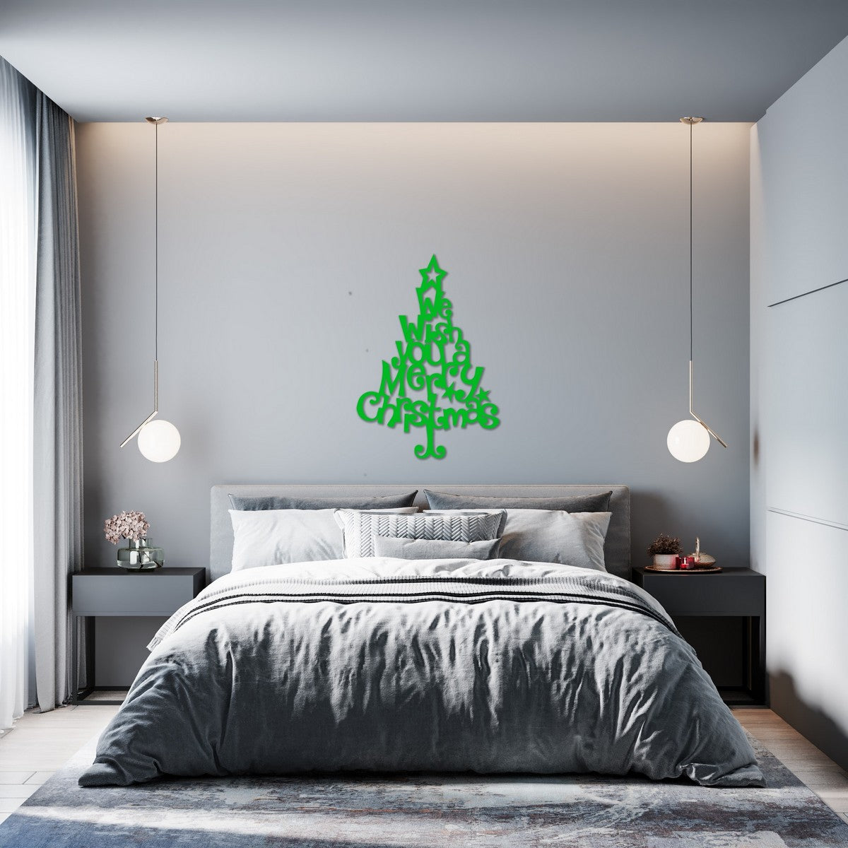 Decorazione in Metallo Buon Natale 12, Verde, Metallo, 70x1,5x100 cm, EPIKASA