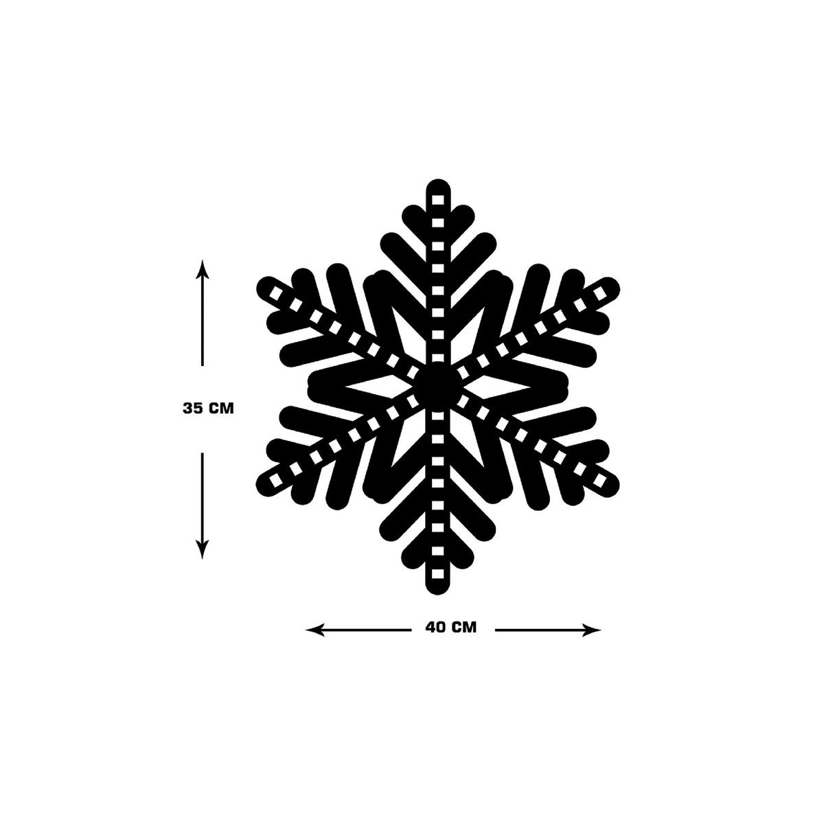 Decorazione in Metallo Fiocco di Neve 6, Nero, Metallo, 35x1,5x40 cm, EPIKASA