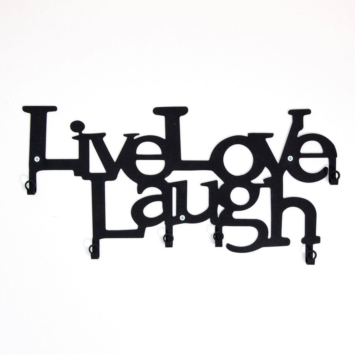 Appendiabiti da Parete Live Love Laugh, Nero, Metallo, 46x2x27 cm, EPIKASA