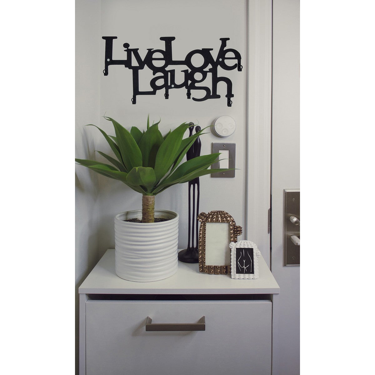 Appendiabiti da Parete Live Love Laugh, Nero, Metallo, 46x2x27 cm, EPIKASA