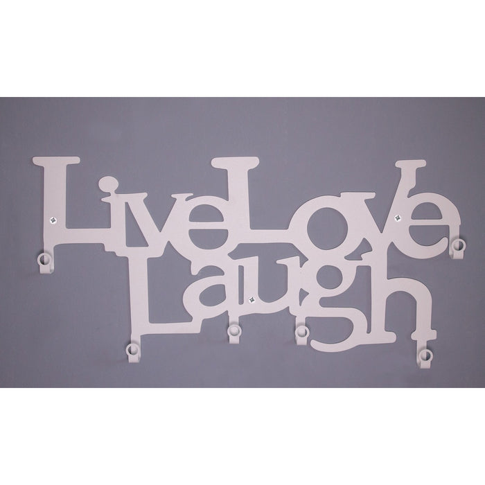 Appendiabiti da Parete Live Love Laugh 1, Bianco, Metallo, 46x0,20x27 cm, EPIKASA