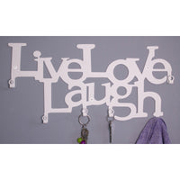 Appendiabiti da Parete Live Love Laugh 1, Bianco, Metallo, 46x0,20x27 cm, EPIKASA