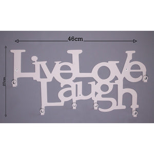 Appendiabiti da Parete Live Love Laugh 1, Bianco, Metallo, 46x0,20x27 cm, EPIKASA