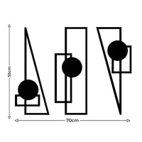 Decorazione in Metallo Triangoli 6, Nero, Metallo, 70x1,5x55 cm, EPIKASA