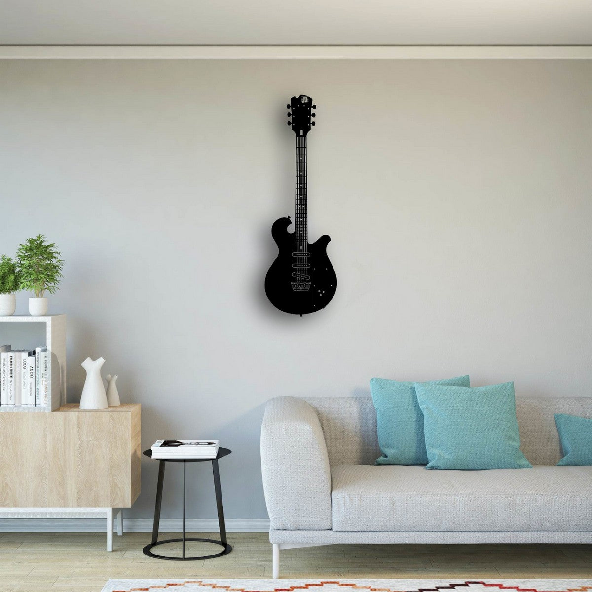 Decorazione in Metallo Chitarra 12, Nero, Metallo, 33x1,5x100 cm, EPIKASA