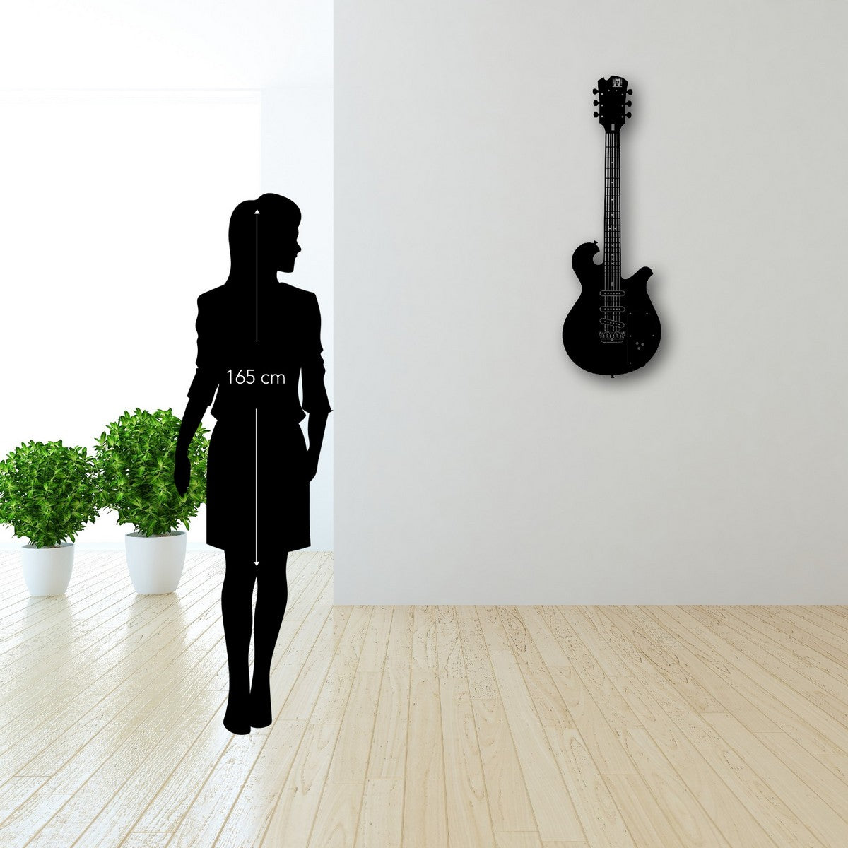 Decorazione in Metallo Chitarra 12, Nero, Metallo, 33x1,5x100 cm, EPIKASA