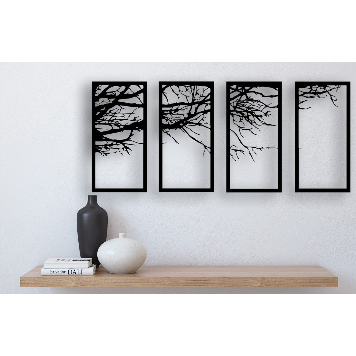 Decorazione in Metallo Albero 22, Nero, Metallo, 115x1,5x50 cm,, EPIKASA