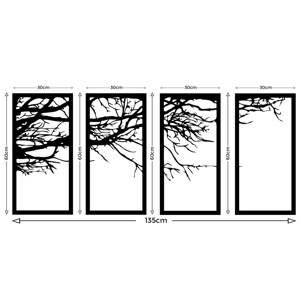 Decorazione in Metallo Albero 23, Nero, Metallo, 135x1,5x60 cm,, EPIKASA