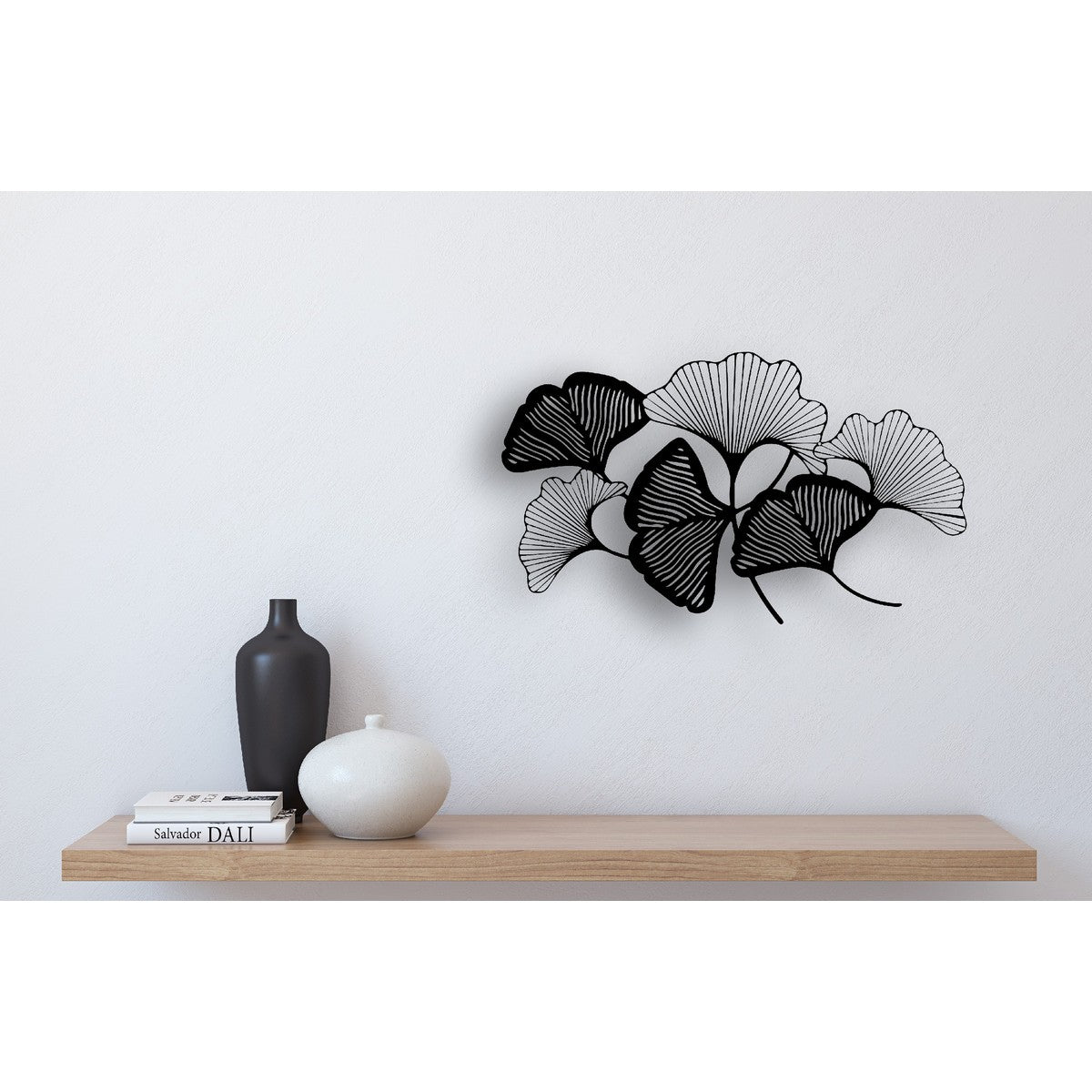 Decorazione in Metallo Ginkgo, Nero, Metallo, 70x1,5x40 cm, EPIKASA