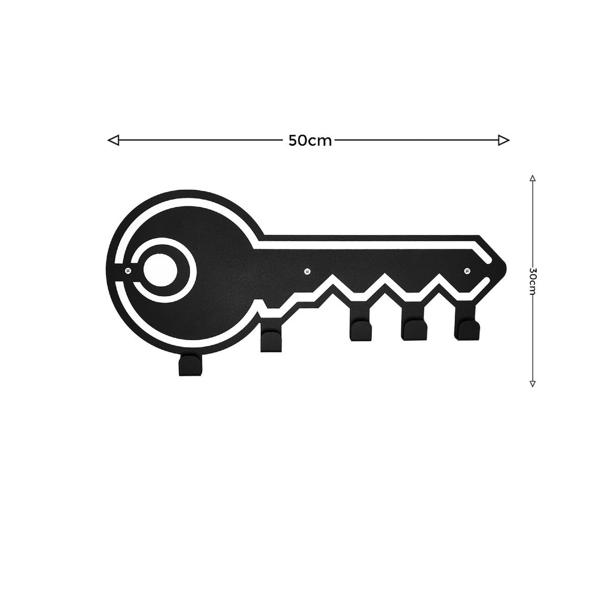 Appendiabiti da Parete Chiave, Nero, Metallo, 50x1,5x30 cm, EPIKASA