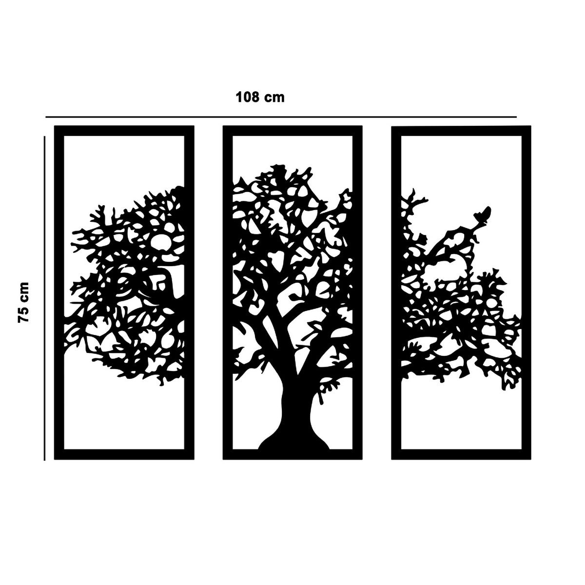 Decorazione in Metallo Albero 31, Nero, Metallo, 108x1,5x75 cm, EPIKASA