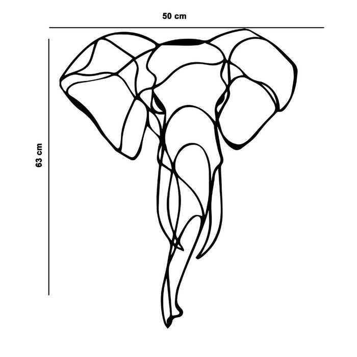 Decorazione in Metallo Elefante, Nero, Metallo, 50x1,5x63 cm, EPIKASA