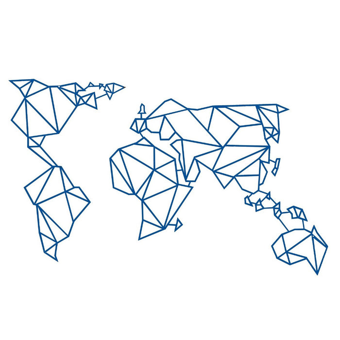 Decorazione in Metallo Mappa del Mondo 16, Blu, Metallo, 100x1,5x58 cm, EPIKASA