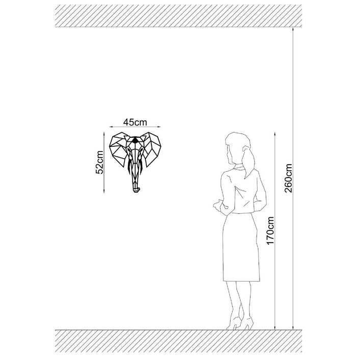 Decorazione in Metallo Elefante 1, Nero, Metallo, 45x1,5x52 cm, EPIKASA