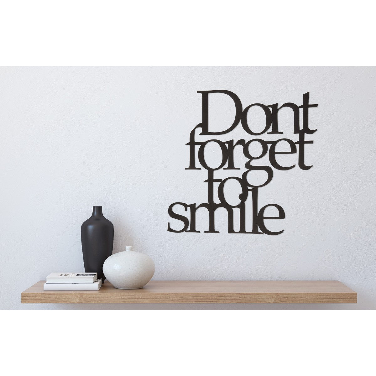 Decorazione in Metallo Don't Forget to Smile 1, Nero, Metallo, 70x1,5x67 cm, EPIKASA