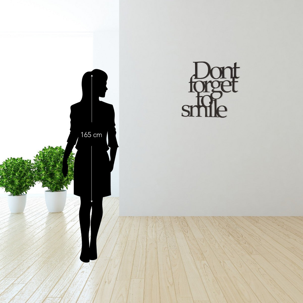 Decorazione in Metallo Don't Forget to Smile 1, Nero, Metallo, 70x1,5x67 cm, EPIKASA