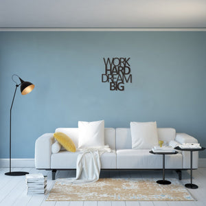 Decorazione in Metallo Work Hard Dream Big 1, Nero, Metallo, 65x1,5x70 cm, EPIKASA