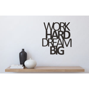 Decorazione in Metallo Work Hard Dream Big 1, Nero, Metallo, 65x1,5x70 cm, EPIKASA