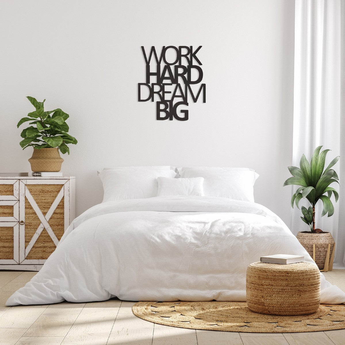 Decorazione in Metallo Work Hard Dream Big 1, Nero, Metallo, 65x1,5x70 cm, EPIKASA