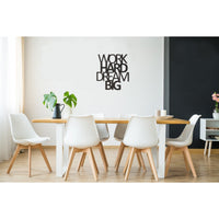 Decorazione in Metallo Work Hard Dream Big 1, Nero, Metallo, 65x1,5x70 cm, EPIKASA