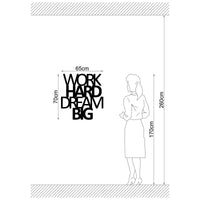 Decorazione in Metallo Work Hard Dream Big 1, Nero, Metallo, 65x1,5x70 cm, EPIKASA