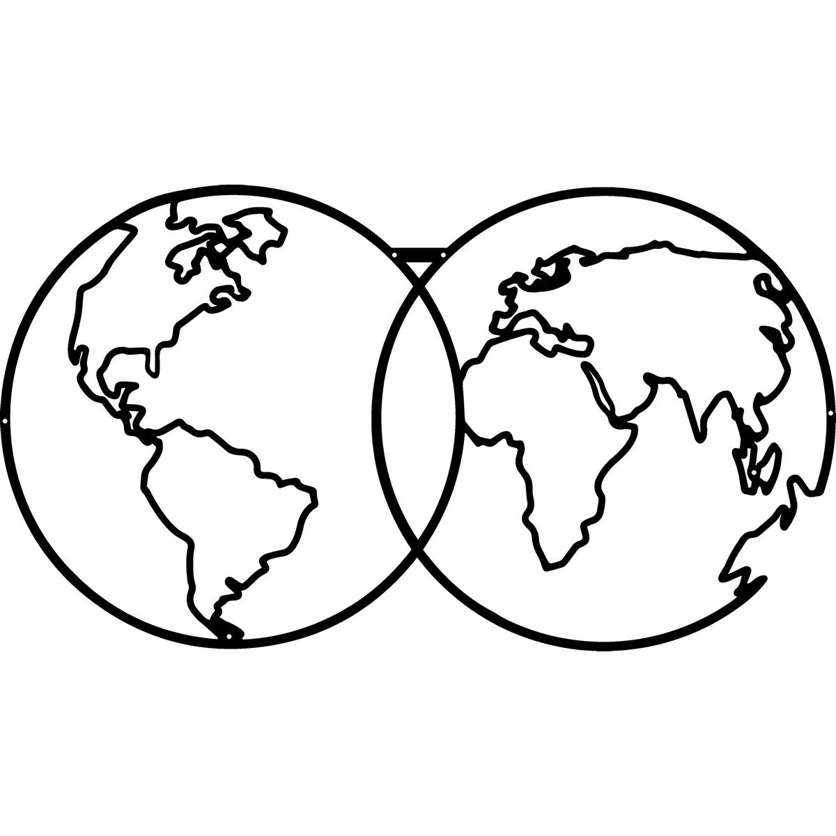 Decorazione in Metallo Mappa del Mondo 22, Nero, Metallo, 60x1,5x34 cm, EPIKASA