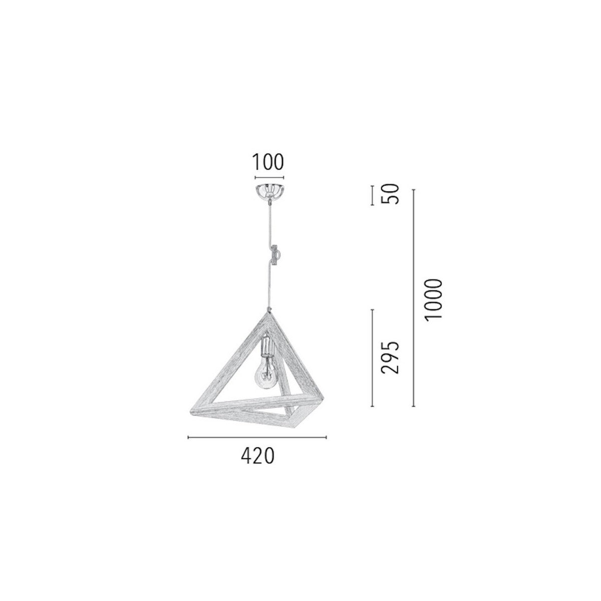 Lampada a Sospensione Trigonon, Marrone, Legno, 42x17x24 cm, EPIKASA